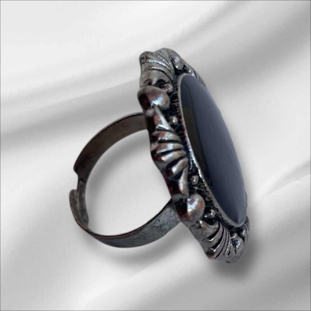Gothic Boho Retro Black Statement Ring - image 2